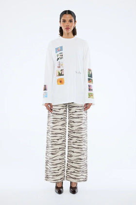 Ena Pelly Tiled Floral LS Tee - White