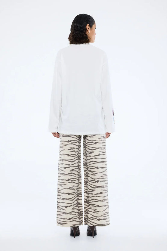 Ena Pelly Tiled Floral LS Tee - White