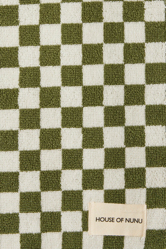 House Of Nunu Bath Towel - Olive Green Check