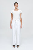 Marle Belted Wide Leg Jean - Blanc