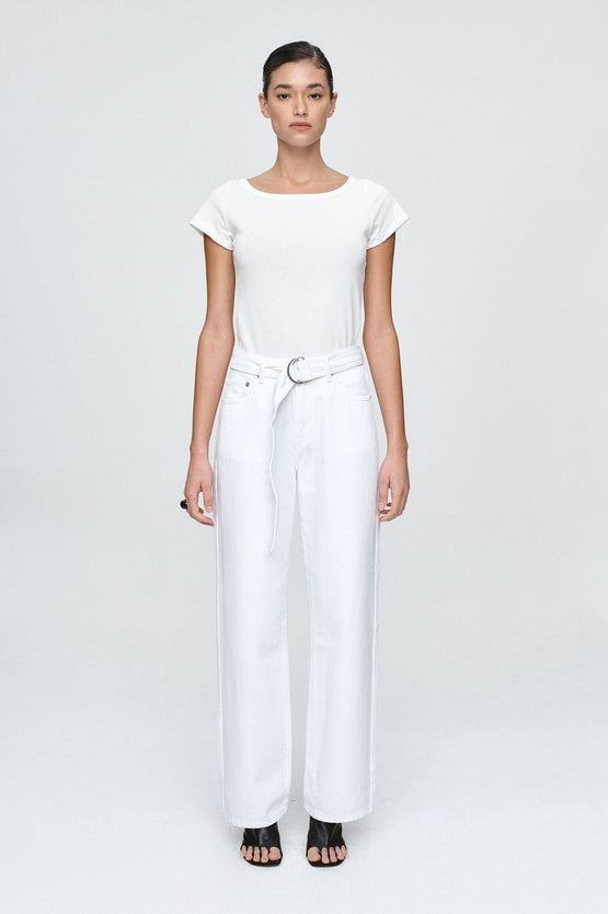Marle Belted Wide Leg Jean - Blanc