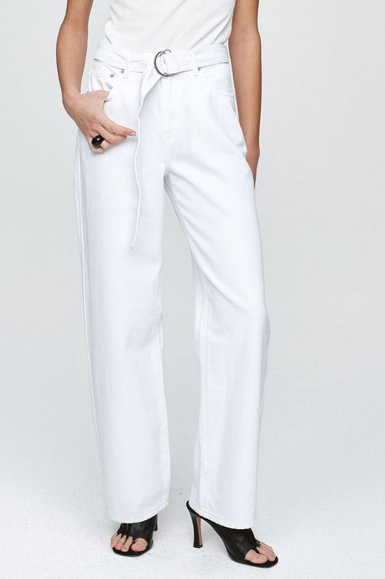 Marle Belted Wide Leg Jean - Blanc