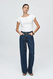 Marle Belted Wide Leg Jean - Classic Blue