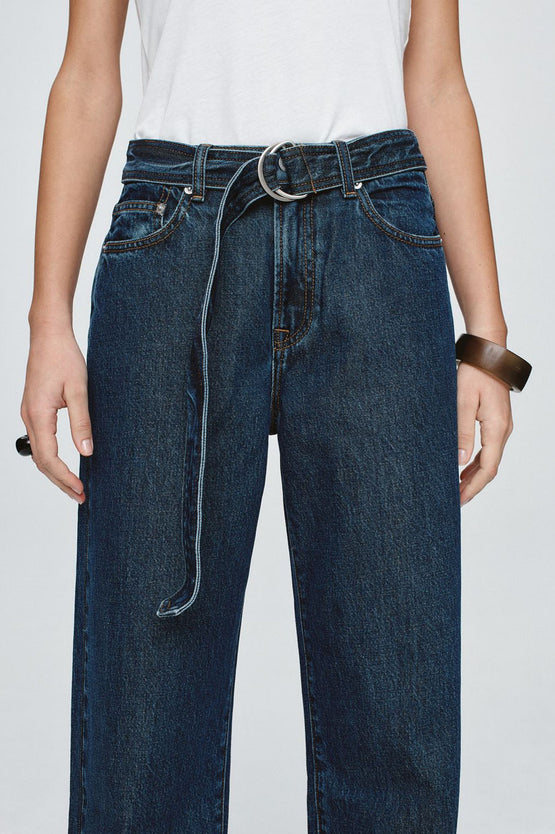 Marle Belted Wide Leg Jean - Classic Blue