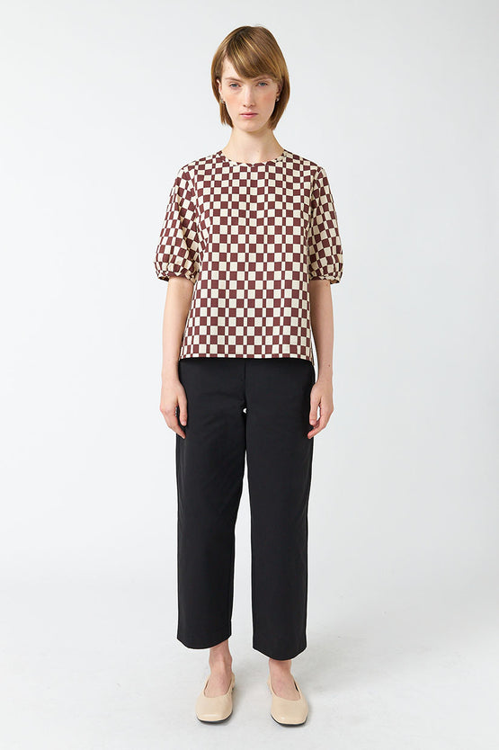 Sylvester Checkers Top - Brown Ivory