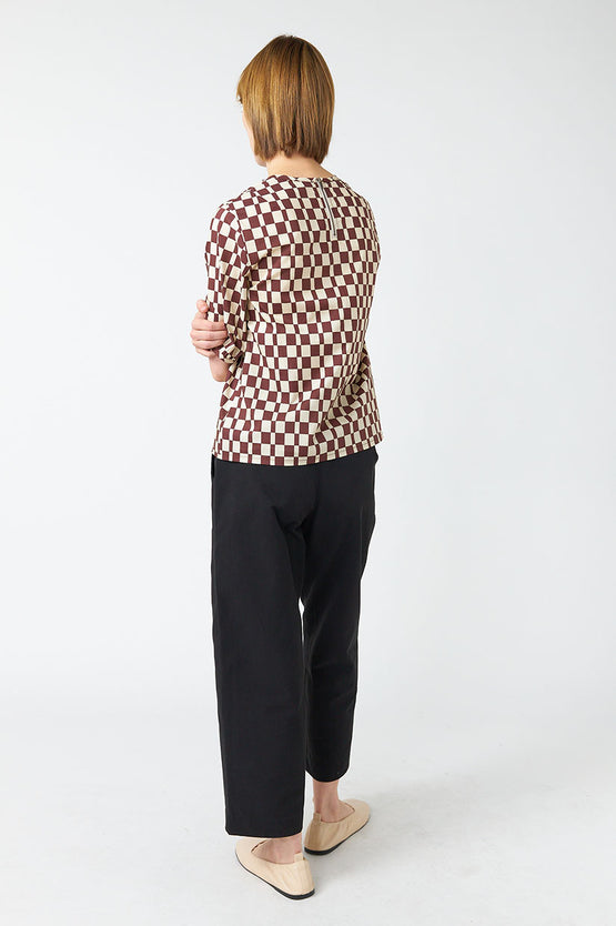 Sylvester Checkers Top - Brown Ivory