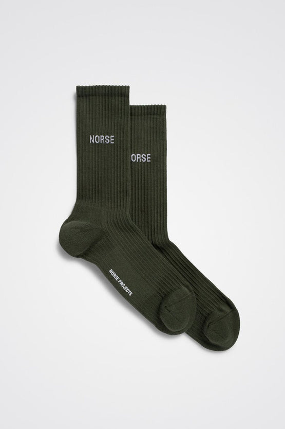 Norse Projects Bjarki Logo Sock - Forest Green