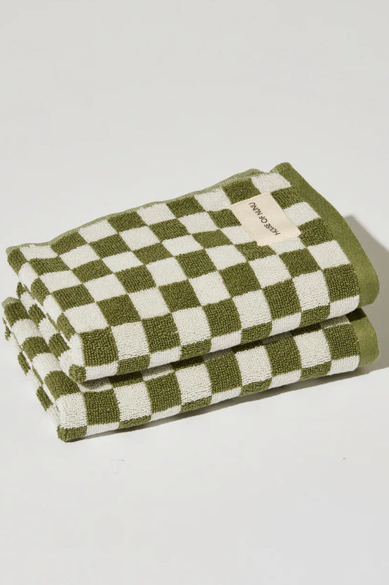 House Of Nunu Hand Towel - Olive Green Check