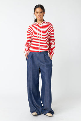 Sylvester Stripey Hoodie - Red White