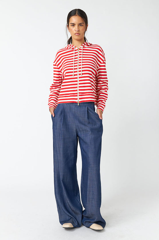 Sylvester Stripey Hoodie - Red White