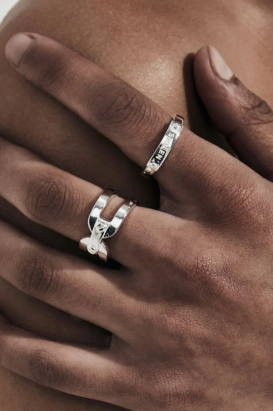 Stolen Girlfriends Club Bolted Band Narrow Ring - Silver