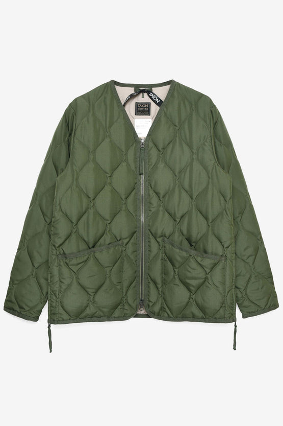 Taion Military V Neck Hard Shell Jacket - Olive