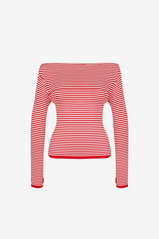 Ruby Emma Knit LS - Red White Stripe