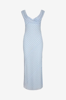 Ruby Riley Sash Dress - Blue Polka Dot