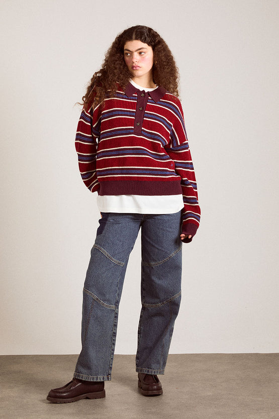 Damson Madder Ilona Rugby Jumper - Burgundy
