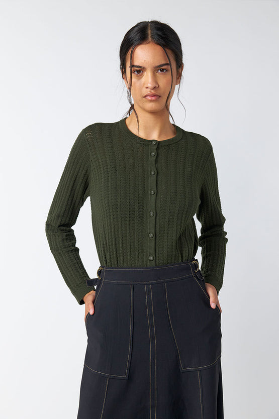 Sylvester Scallop Cardigan - Olive
