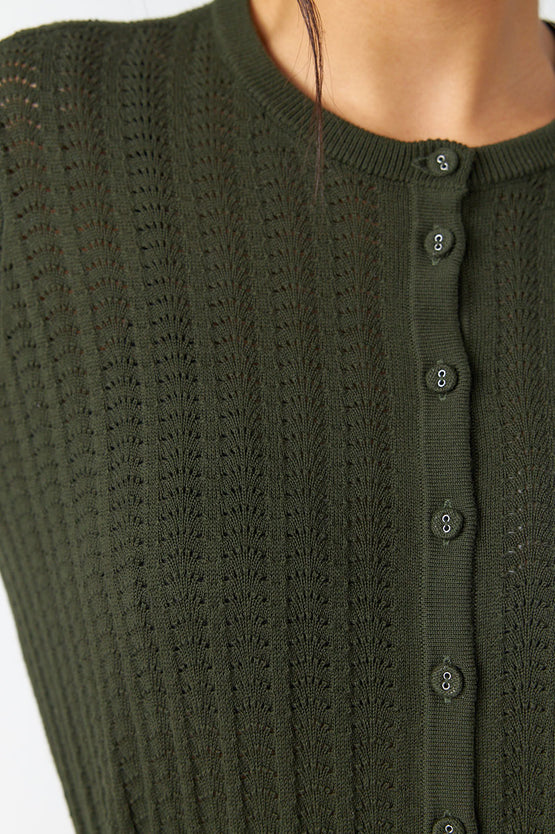 Sylvester Scallop Cardigan - Olive