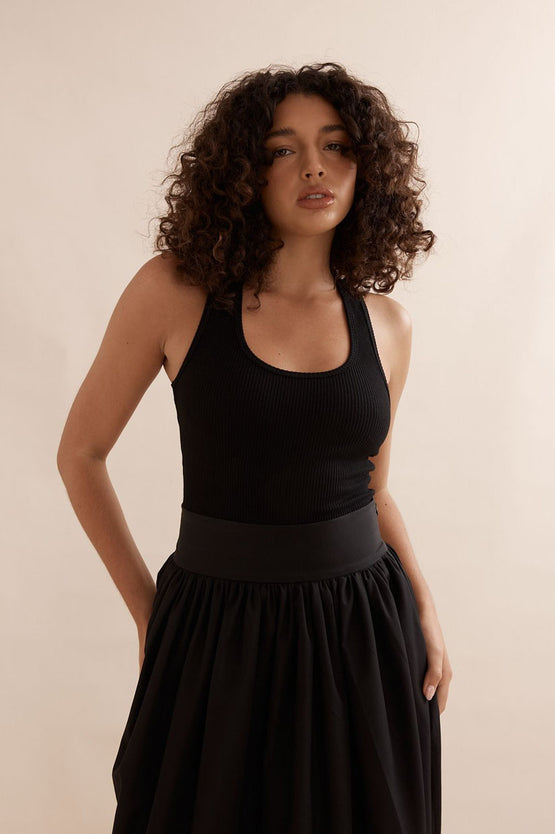 Caitlin Crisp Tulip Skirt - Black