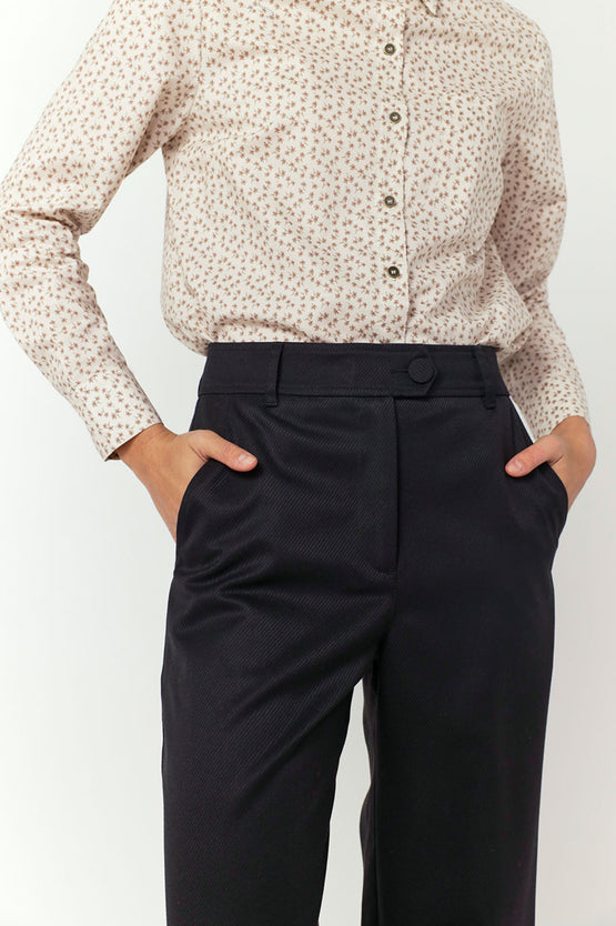 Sylvester Twill Wide Leg Trouser - Black