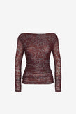 Ruby Valeria Mesh LS - Burgundy Floral