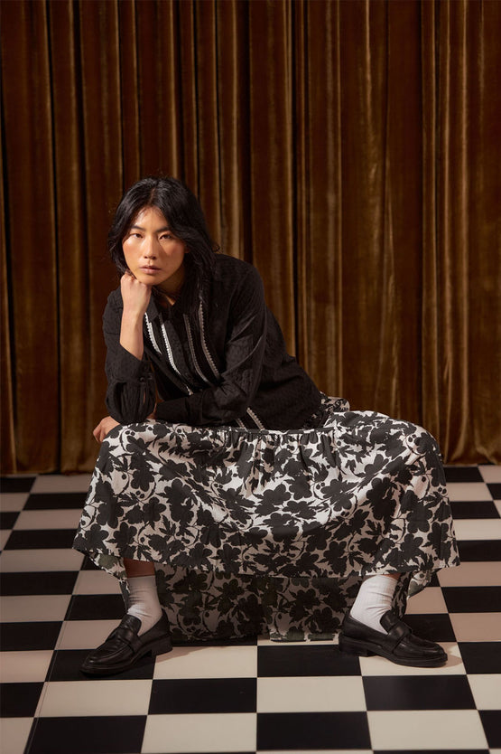 Sylvester Wild Rose Skirt Dress - Black