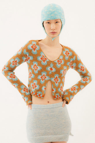 Tach Alhena Knit Sweater - Brown Light Blue