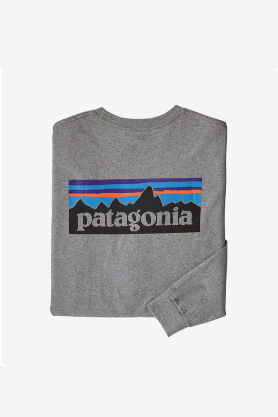 Patagonia L/S P-6 Logo Responsibility Tee - Gravel Heather