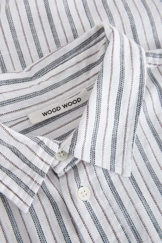 Wood Wood Nico Ticking Stripe Shirt - White