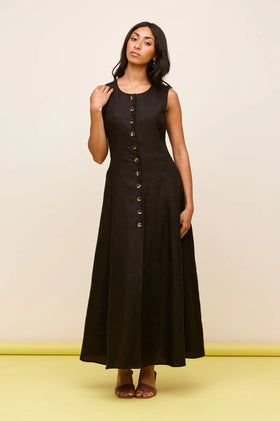 Ruby Aliza Linen Dress - Black
