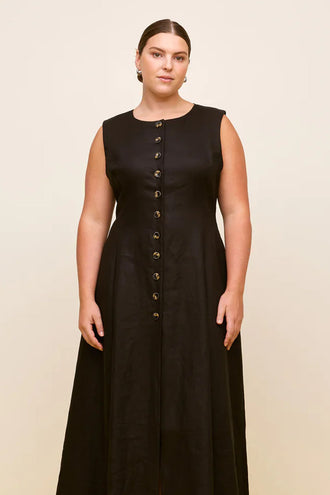 Ruby Aliza Linen Dress - Black