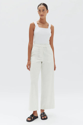 Assembly Lelia Linen Stripe Pant - Cream