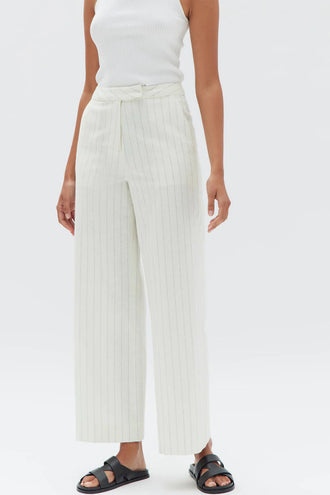 Assembly Lelia Linen Stripe Pant - Cream