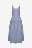 Ruby Apple Shirred Dress - Cobalt Gingham