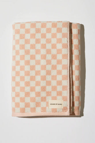 House Of Nunu Bath Towel - Pink Check