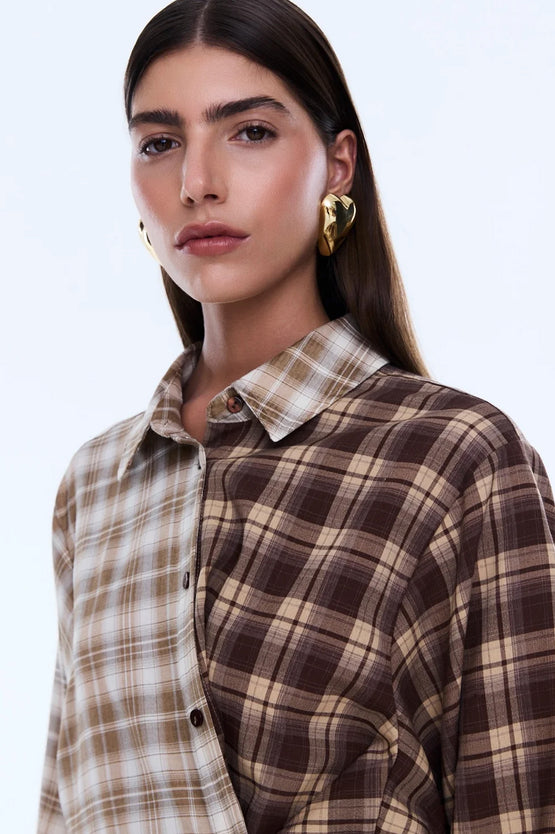 Ena Pelly Bobbi Check Shirt - Brown