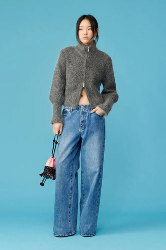 Ruby Matilda Zip Cardigan - Charcoal