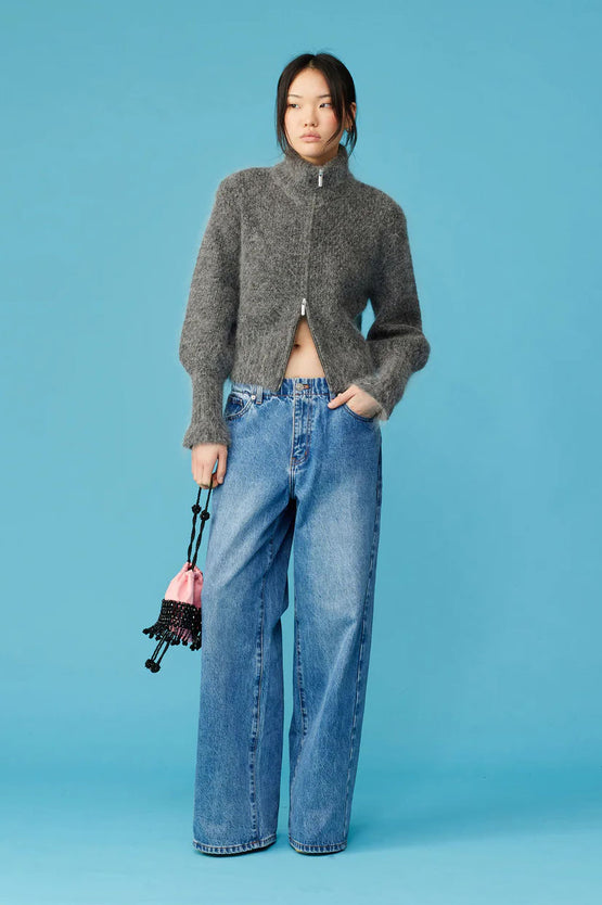 Ruby Matilda Zip Cardigan - Charcoal
