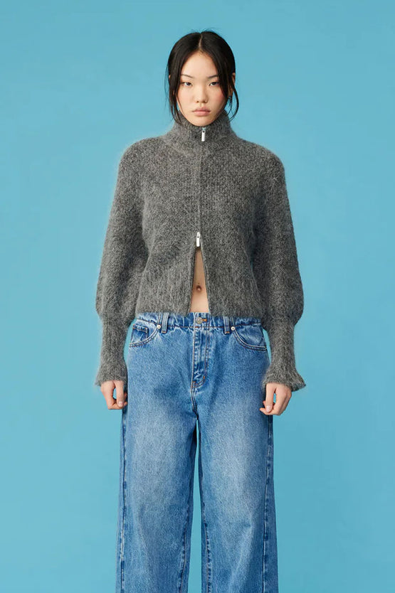 Ruby Matilda Zip Cardigan - Charcoal