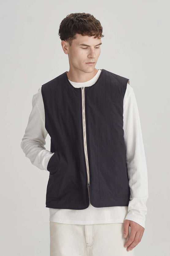 Commoners Two-Way Quilted Vest - Tan/Black