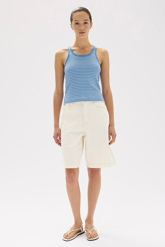 Assembly Drew Stripe Rib Tank - Bahama/White