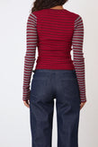Peachy Den Elise Stripe LS Top - Burgundy