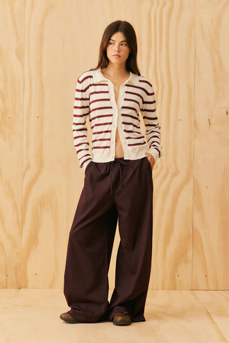 Ruby Esme Polo Shirt - White Burgundy Blue