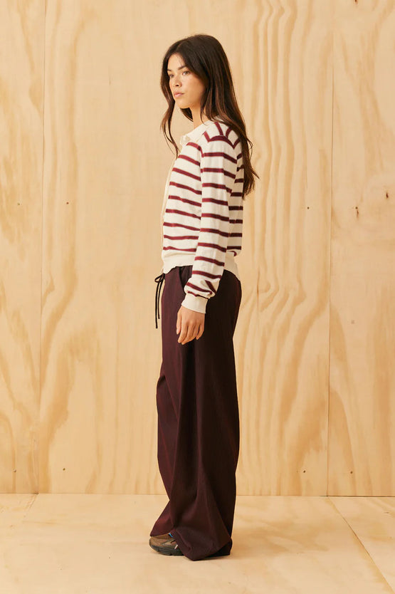 Ruby Esme Polo Shirt - White Burgundy Blue