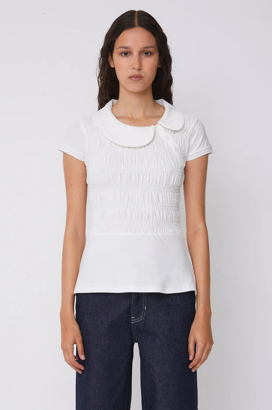 Peachy Den Ferdinand Polo Top - Porcelain