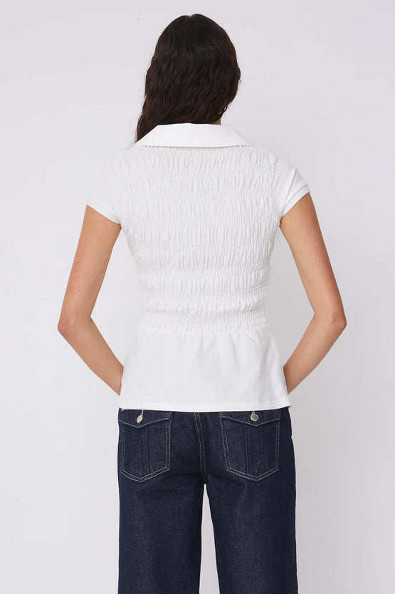 Peachy Den Ferdinand Polo Top - Porcelain
