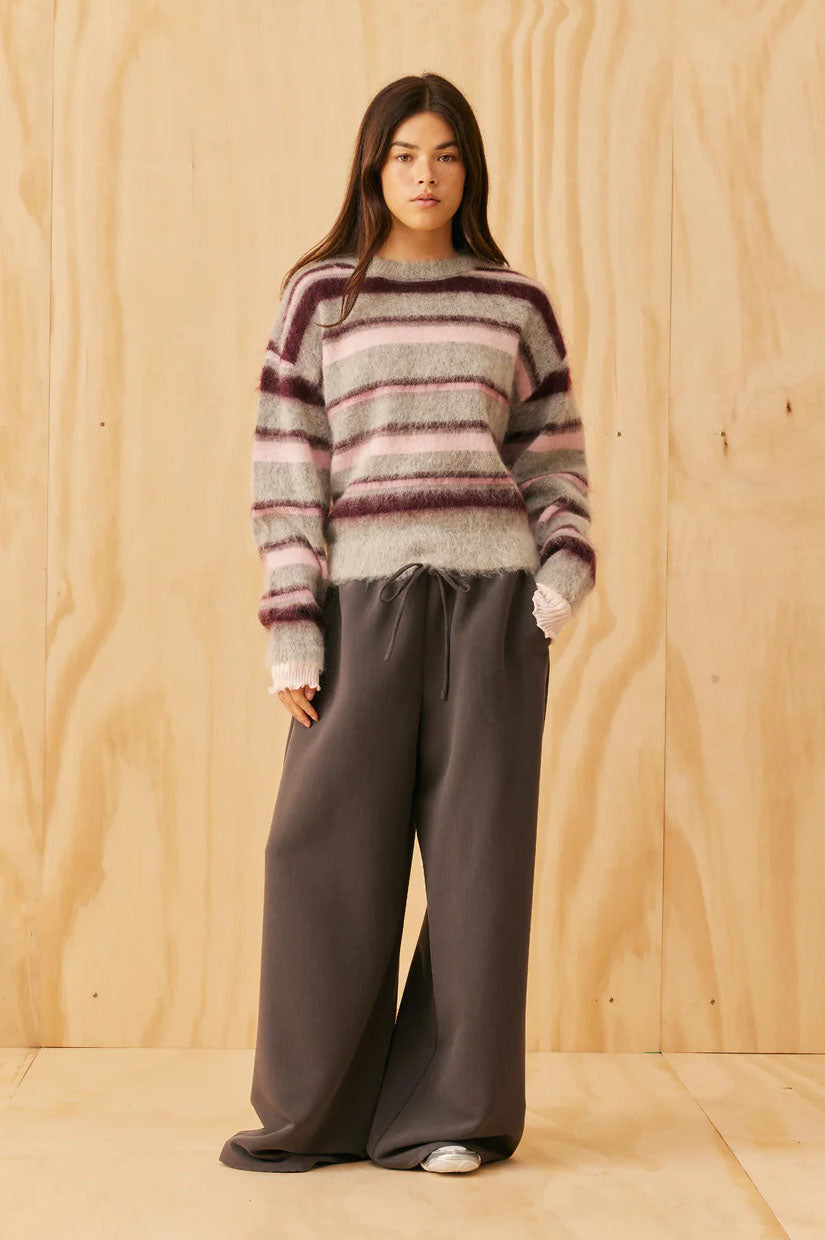Ruby Velma Sweater - Grey Marle Pink