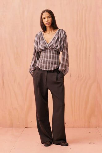 Ruby Riley LS Blouse - Haze Tartan