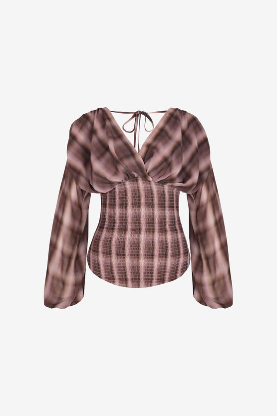 Ruby Riley LS Blouse - Haze Tartan