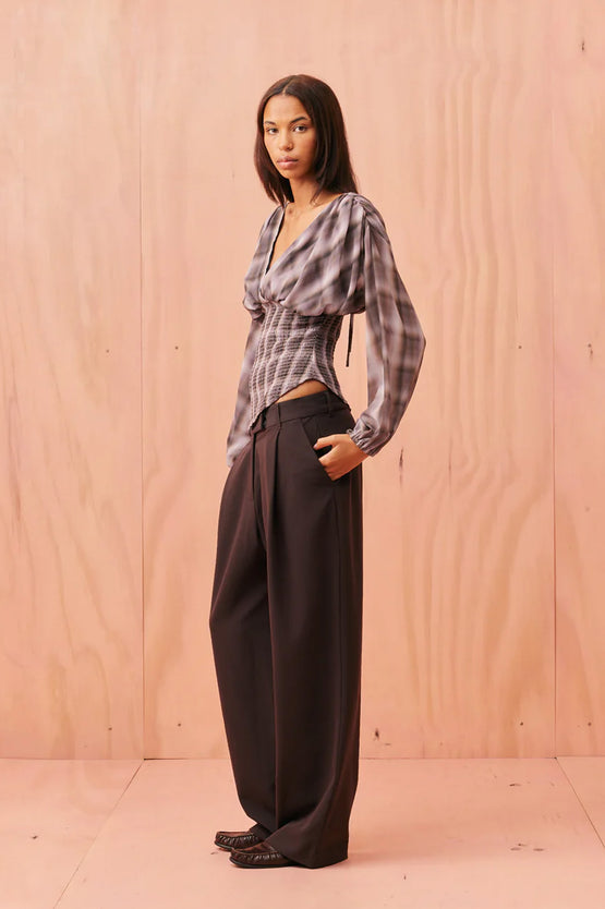 Ruby Riley LS Blouse - Haze Tartan
