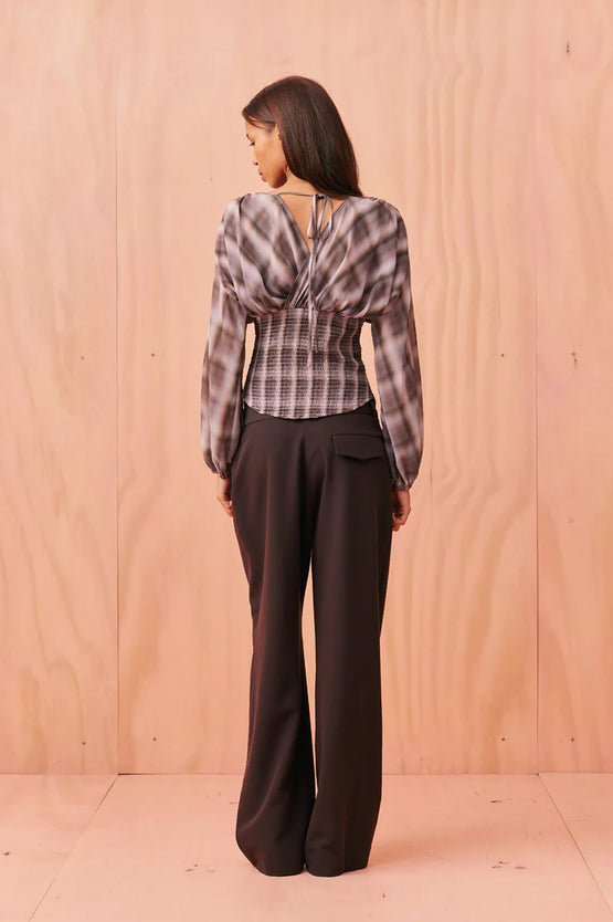 Ruby Riley LS Blouse - Haze Tartan